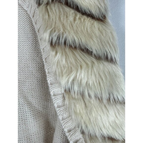 Eyeshadow Women Open Front Faux Fur Vest With Knit Back M - Picture 7 of 7